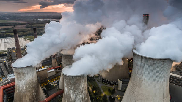 istock Power Station Cooling Tower - Aerial View 1425532388