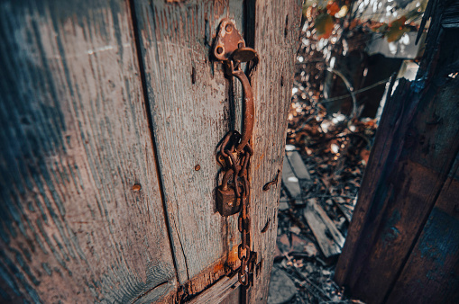 Abandoned and Ruined Wooden Door