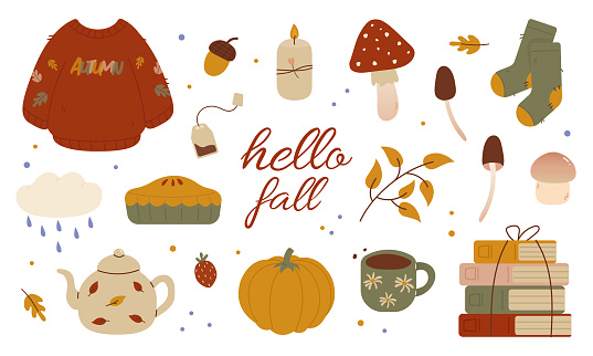 Fall Theme Vector Fall Theme Vector Set Cute And Simple Autumn Design Elements For ...