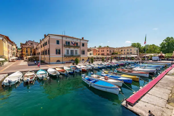 Photo of Small Port of Bardolino Village on Lake Garda, Verona, Veneto, Italy