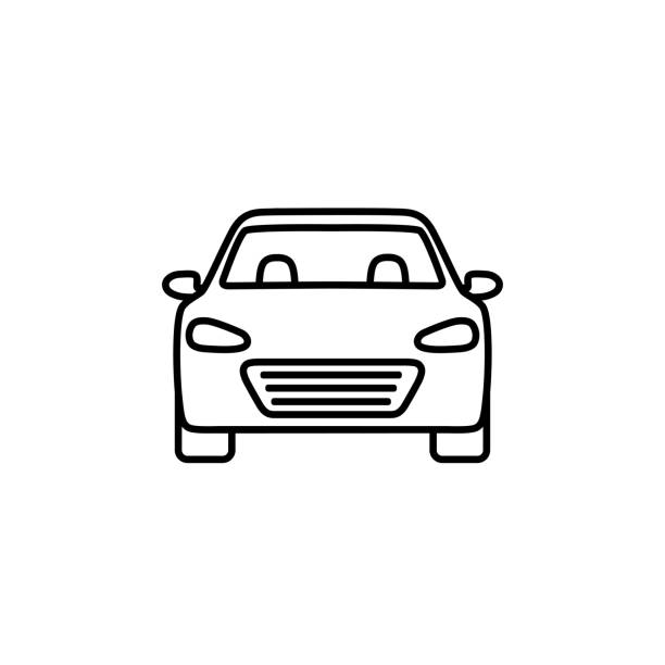 значок передней линии автомобиля. символ контура. автомобильный знак в линейном стиле - simplicity street sign business stock illustrations