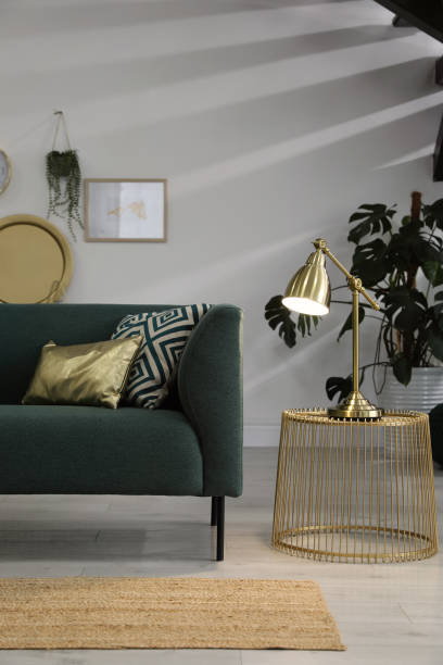 istock Living room interior with stylish lamp and comfortable sofa 1425541838