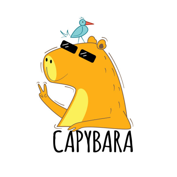 capivara - wasserschwein stock-grafiken, -clipart, -cartoons und -symbole