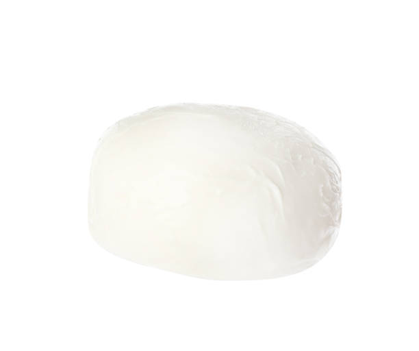 istock Delicious mozzarella cheese ball on white background 1425556881