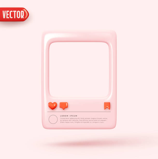 istock Social Media Clean Empty Post Template. Pink Frame border of social networks. Realistic 3d design. Decorative element, for advertising banner and poster. Vector illustration 1425557845