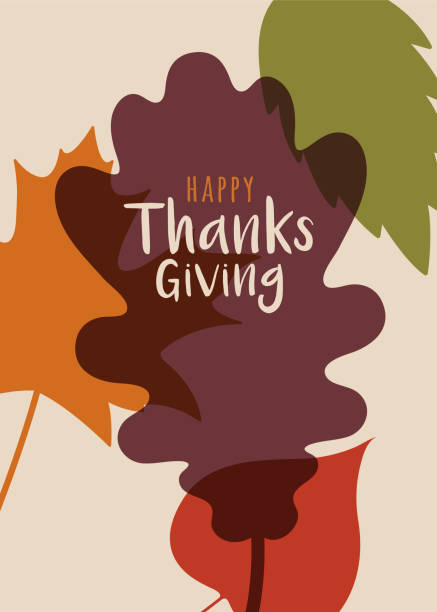 открытка с днем благодарения с листьями. - leaf autumn falling thanksgiving stock illustrations