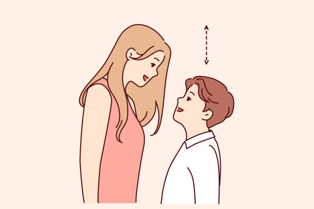 пара с разной высотой - short tall men couple stock illustrations