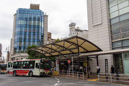 Tokyo, Japan - September 3, 2022 : People at the Ogikubo Station in Suginami Ward, Tokyo, Japan. The station is served by the JR Chuo Line rapid services, JR Chuo Line local services and Tokyo Metro Marunouchi Line.