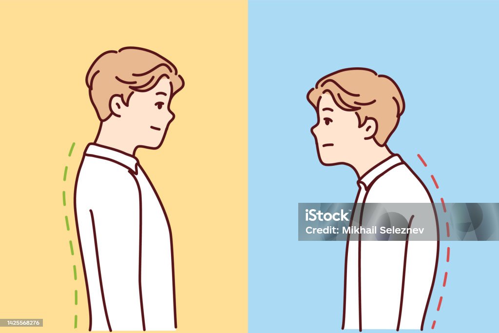 Good Back Man Man With Good And Bad Back Posture Stock Illustration - Download Image ...