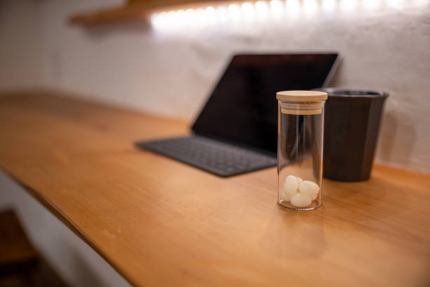 Woman staying at home and taking medicine
