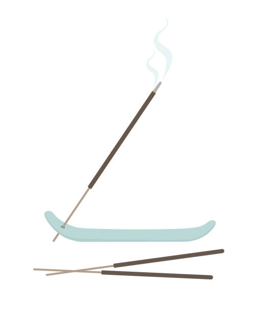 스틱 홀더에 불타는 향 스틱. - burning incense stock illustrations