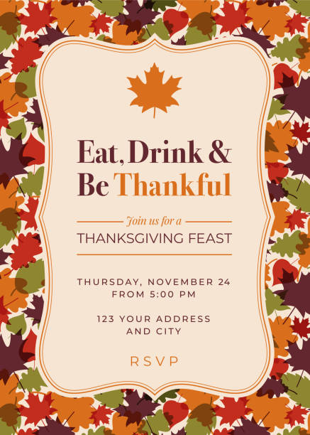 ilustrações de stock, clip art, desenhos animados e ícones de thanksgiving dinner invitation template. - thanksgiving autumn pumpkin backgrounds