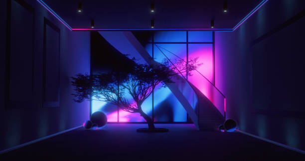 istock Neon lightened interior design in Japanese style 1425579181