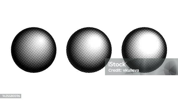 Semitone Graphics Halftone Spheres Set Semitone Dotted Globes Comic Texture Circles Round ...