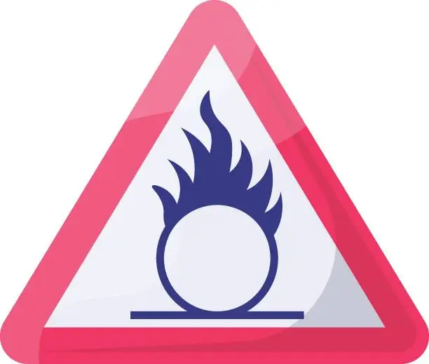 Vector illustration of Oxidizing red triangle Concept Vector Icon Design, Modern traffic guide warning sign, Regulatory and recognizable symbol, Mandatory Road signage stock illustration