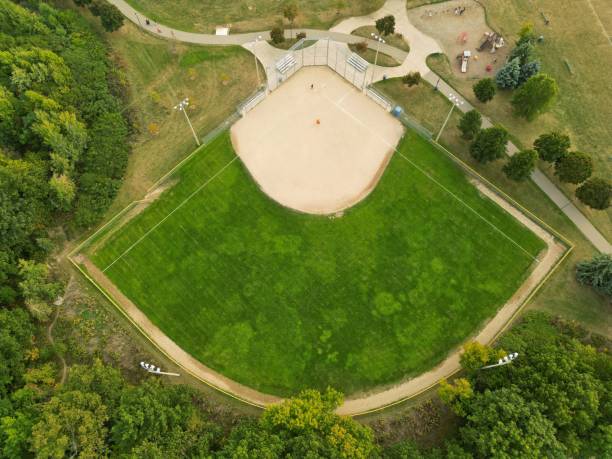 istock Baseball court aerial view 1425584414