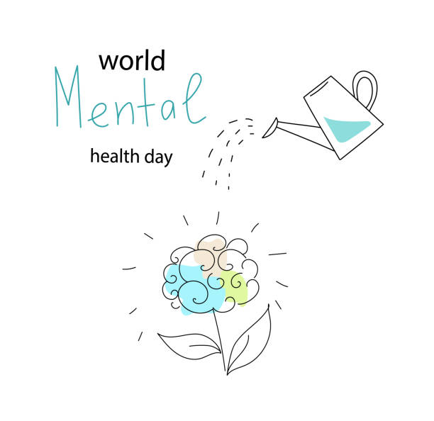 istock Vector world mental health day poster doodle hand drawn style illustration. 1425587076