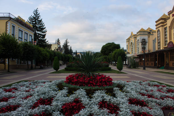 kurortny boulevard in un luogo storico del kislovodsk - boulevard mansion road grounds foto e immagini stock