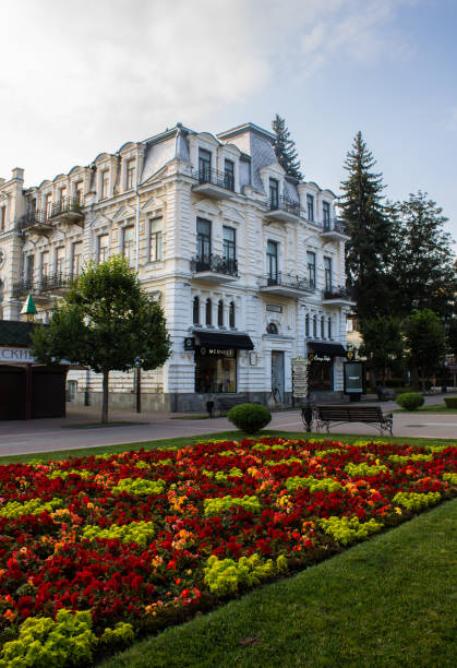 kurortny boulevard in un luogo storico del kislovodsk - boulevard mansion road grounds foto e immagini stock