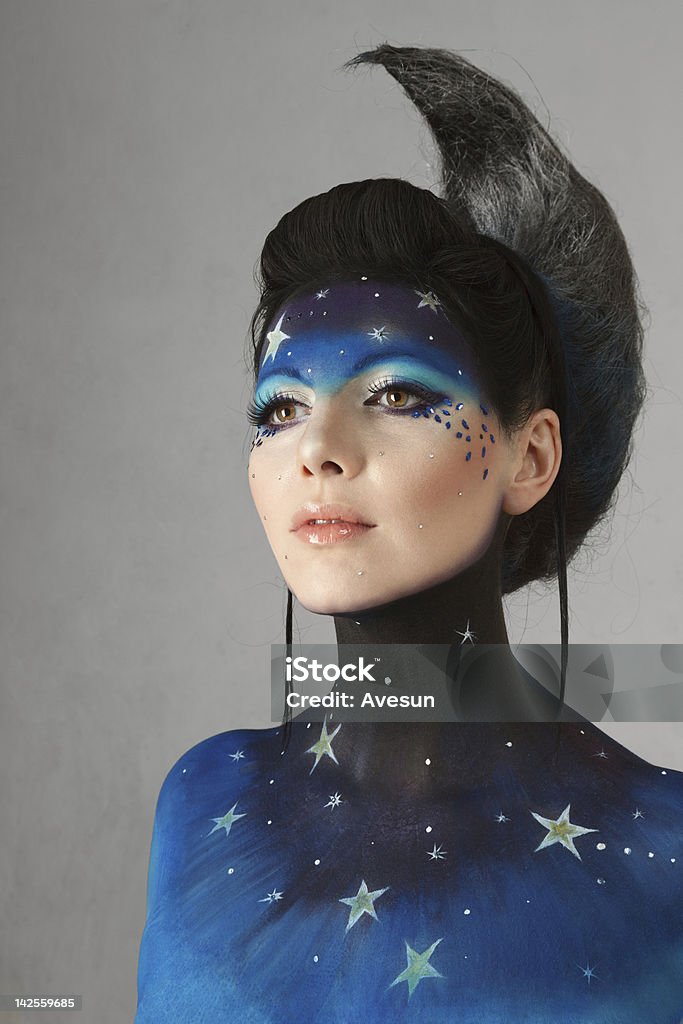 Moon make-up Young fashion model with fantasy moon make-up Adult Stock Photo