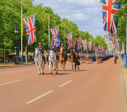 Old Admiralty House in Whitehall, London, with people on Horse Guards Parade.