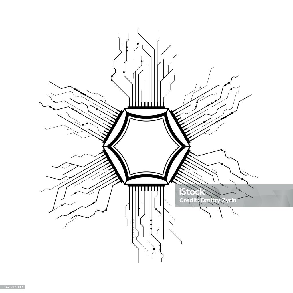 Lay Out Line Computer Science Abstract Black Simple Line Cpu Computer Technology Doodle Outline ...