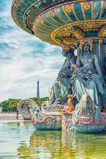 Fountains of the Concorde in Paris city