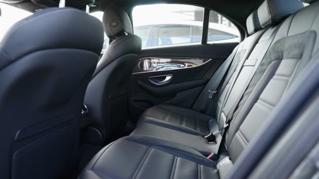Luxury Sport Car Black Leather Back Row, Back Seats, Black Car Interior