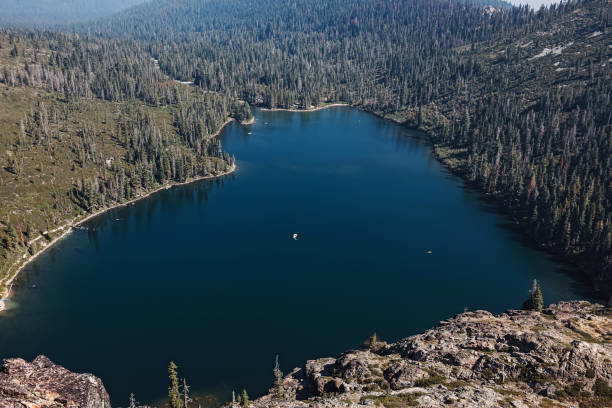 istock Beautiful view on the heart shape mountain lake. 1425620533