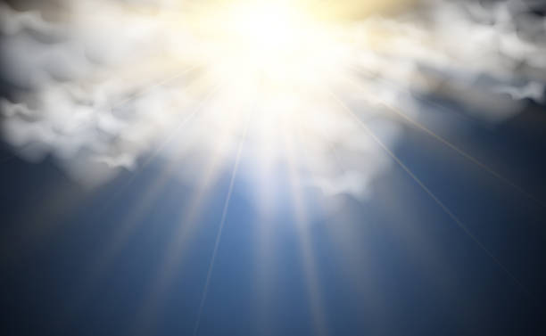 istock Illustration of the sun shining through the clouds. Sunlight. Cloudy vector. 1425623667