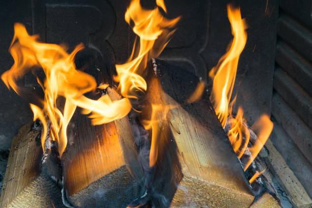 istock View of burning wood in the fireplace 1425631648