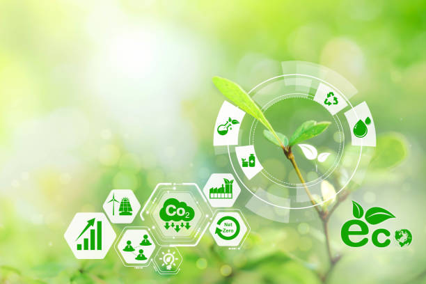 istock Sustainable energy and smart technology icon on blurred nature background, Environmental and Ecology concept. AI, Futuristic Smart virtual screen, Internet of things, social media, big data, metaverse 1425633141
