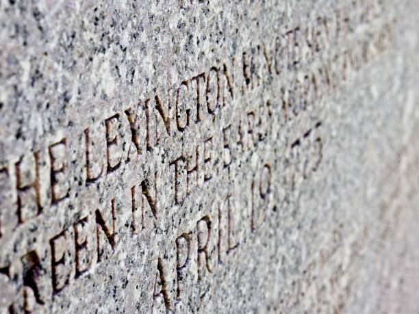 istock Lexington battlefield memorial plaque in granite 1425635824