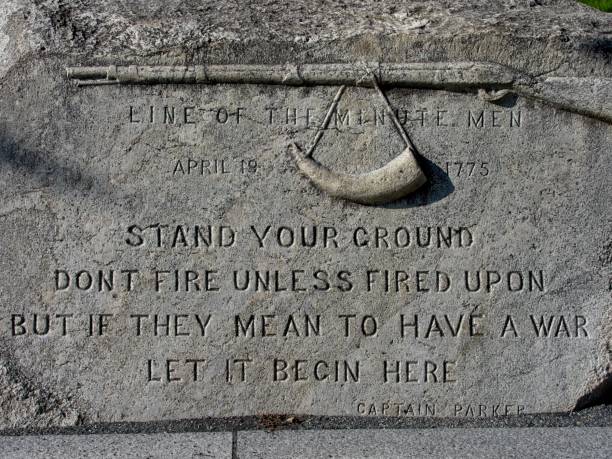 istock Lexington battlefield memorial plaque in granite 1425635871