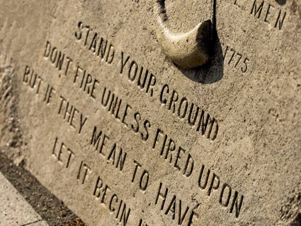 istock Lexington battlefield memorial plaque in granite 1425635905