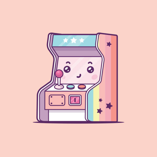 ilustrações, clipart, desenhos animados e ícones de arcade game machine kawaii - amusement arcade illustrations