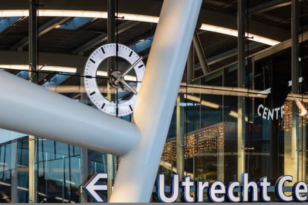 istock Clock above entrance facade Utrecht central station 1425637307