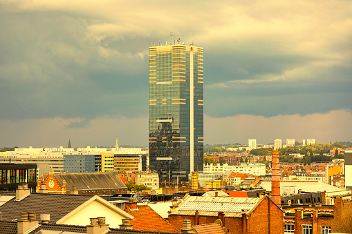 Cityscape with South tower, \nView of Brussels, Belgium, capital of Europe, with architecture and tourist views