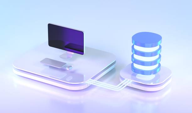 Date center isometric 3d render. Server with computer equipment, web hosting infrastructure icons on neon web banner, database storage technology, cloud computing services, angle view Date center isometric 3d render. Server with computer equipment, web hosting infrastructure icons on neon web banner, database storage technology, cloud computing services, angle view, 3D illustration digital repository stock pictures, royalty-free photos & images