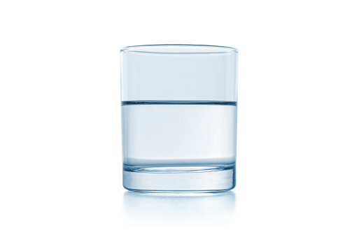 Close-up in the studio against a white background of a glass of water. With clipping path