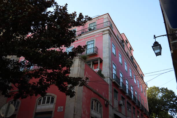 Architecture and colored buildings in Lisbon, Portugal