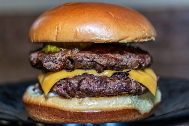 istock Double grilled cheese burger on brioche bun 1425651923