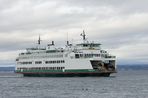 Seattle, Washington, United States: ferry boat shown leaving.
