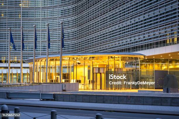 European Commission Le Berlaymont Brussels Belgium Capital Of Europe Stock Photo - Download Image Now