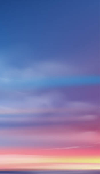 istock Sunset in evening with Orange,Yellow,Pink and Blue sky,Vertical Dramatic landscape Sunrise,Vector Dusk Sky,Romantic Twilight banner of Sunlight reflection by the sea for web, mobile screen background 1425659664