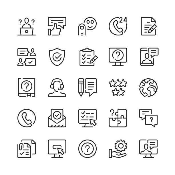 Customer service line icons. Outline symbols. Vector line icons set vector art illustration