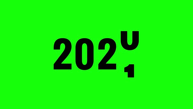 4K Digital sliding year countdown timer from 2022 to zero. Black text number on green screen background. Element for Chroma key concept