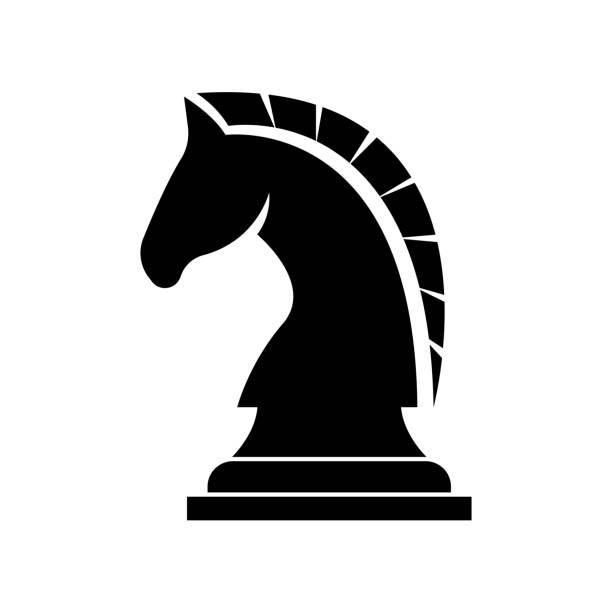 ilustrações de stock, clip art, desenhos animados e ícones de black chess knight horse silhouette symbol design vector template - checking the time illustrations