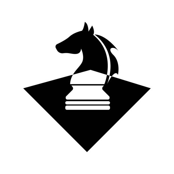 ilustrações de stock, clip art, desenhos animados e ícones de black chess knight horse silhouette symbol design vector template - checking the time illustrations