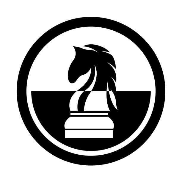 ilustrações de stock, clip art, desenhos animados e ícones de black chess knight horse silhouette symbol design vector template - checking the time